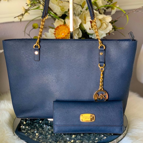 Michael kors Navy Tote Bag & Wallet